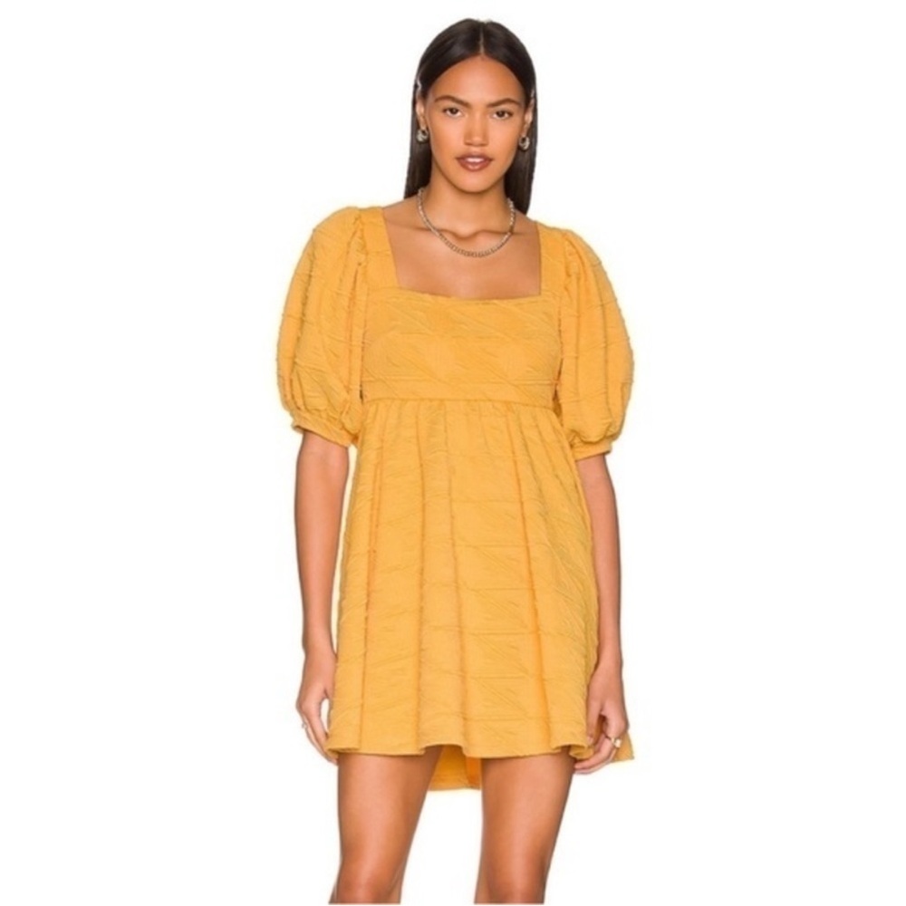 Free People Violet Puff-Sleeve Babydoll Mini Dress | Carrot Ginger | Small